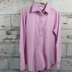 Ann Mashburn Boyfriend Shirt Pink 100% Cotton Poplin Size Small